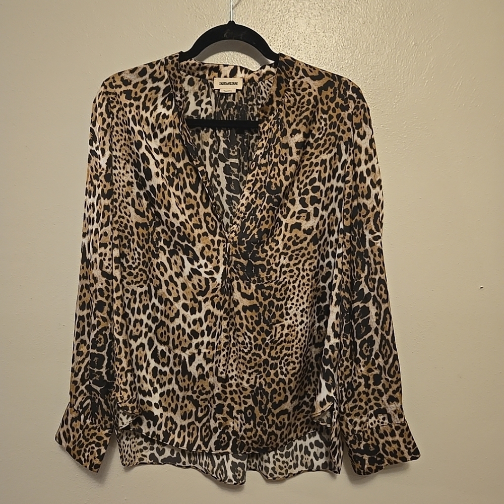 Zadig & Voltaire Tink Leopard Satin Blouse L - Picture 2 of 6